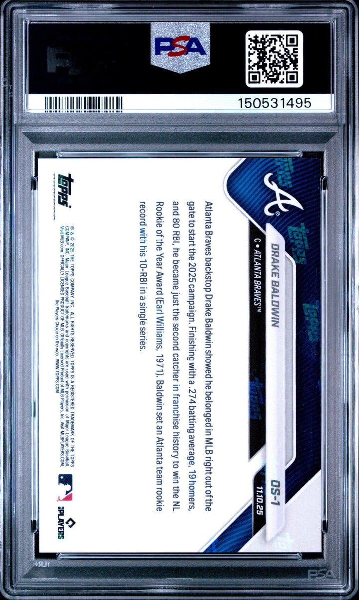 Graded 2025 Topps Now Drake Baldwin #OS-1 Offseason Rookie Card PSA 10