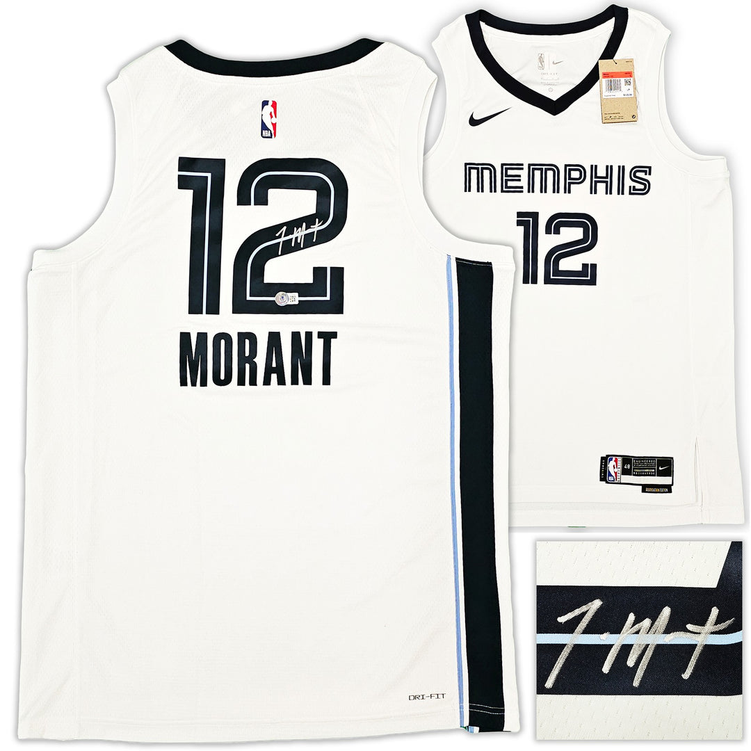 Grizzlies Ja Morant Auto White Nike Association Edt Swingman Jersey 48 Beckett