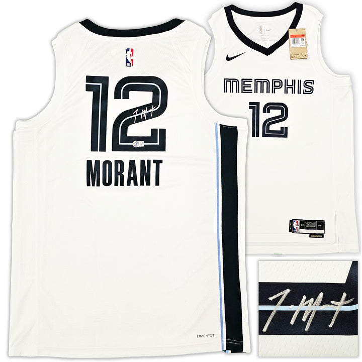 Grizzlies Ja Morant Auto White Nike Association Edt Swingman Jersey 48 Beckett