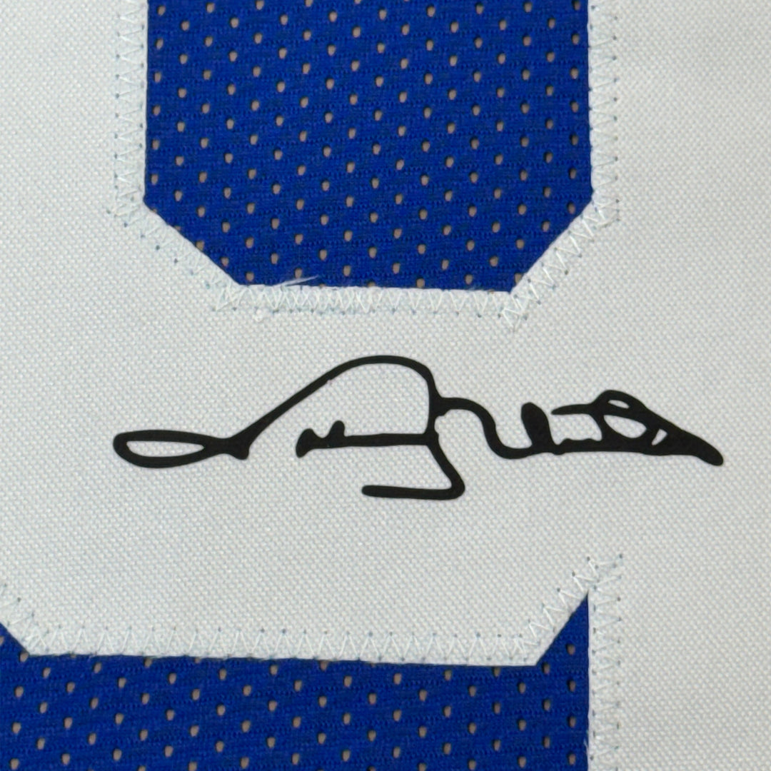 Framed Facsimile Autographed Johnny Unitas 33x42 Blue Reprint Laser Auto Jersey