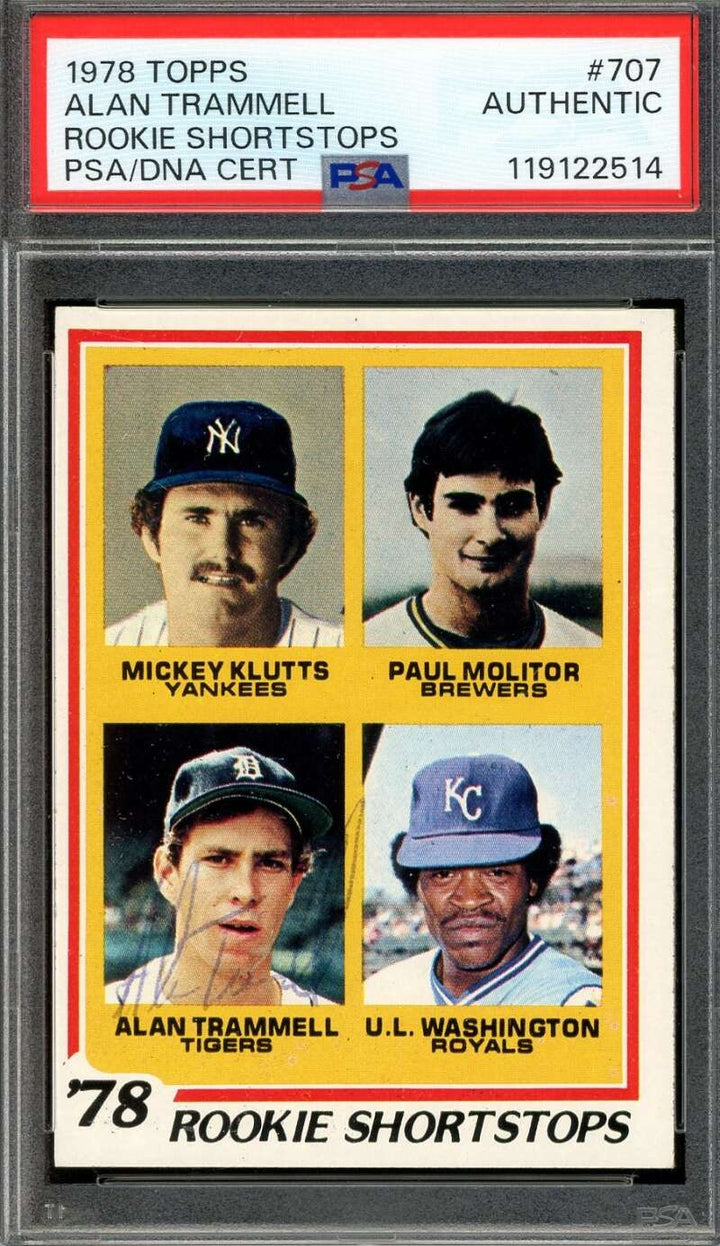 Alan Trammell PSA DNA  Vintage Signed 1978 Topps Rookie Autograph
