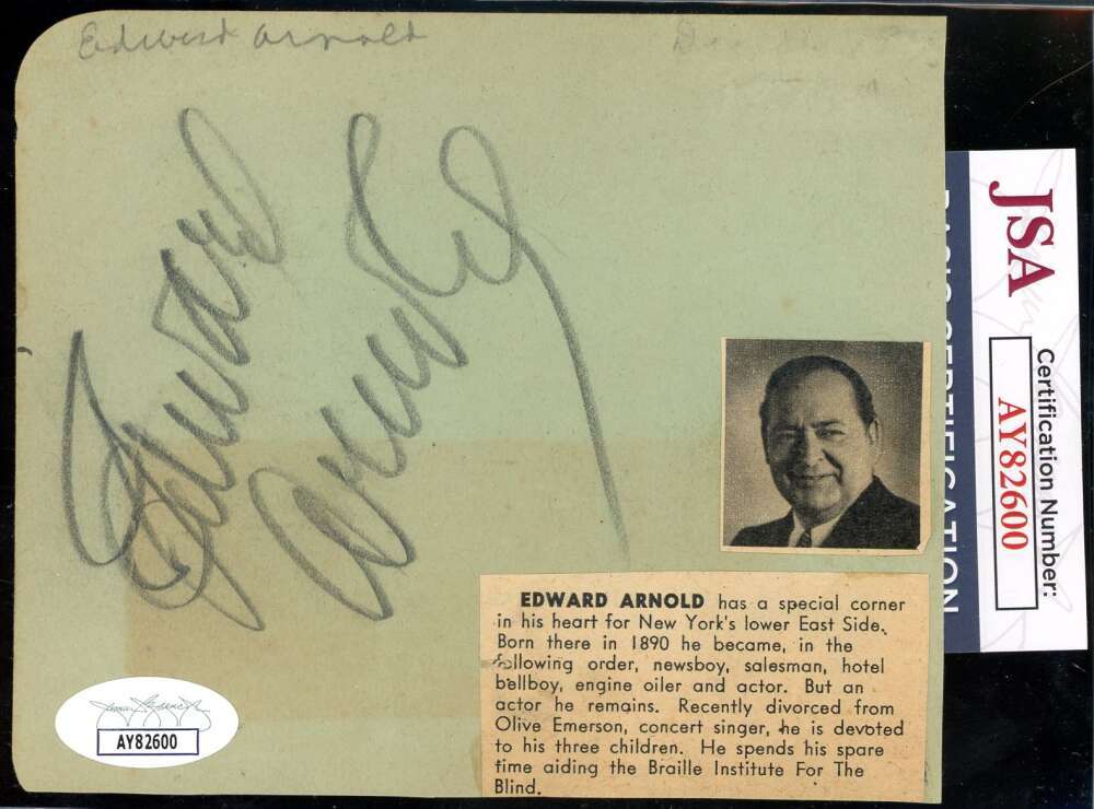 Edward Arnold Jennifer Holt JSA Coa Signed Album Page Autograph