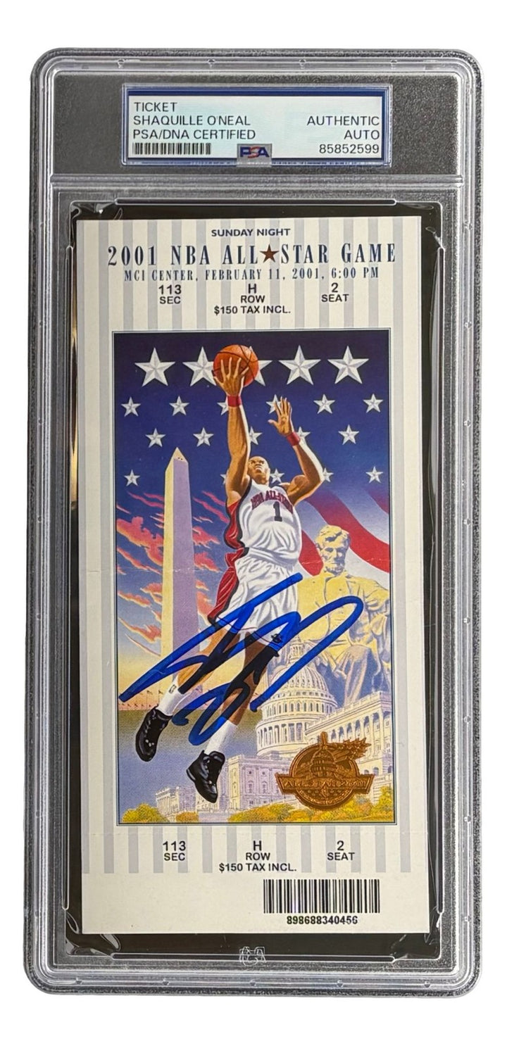 Shaquille O'Neal Lakers Signed 2001 NBA All-Star Game Ticket PSA/DNA