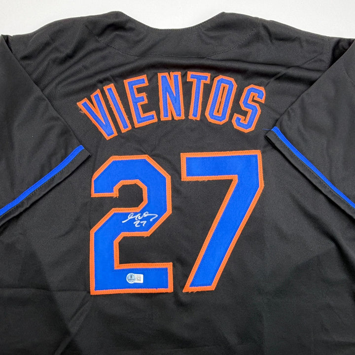 Autographed/Signed Mark Vientos New York Black Baseball Jersey Beckett COA