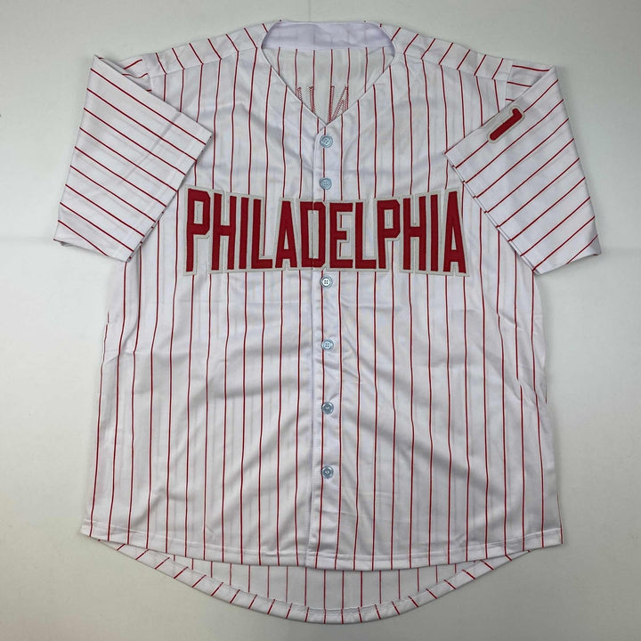 Autographed/Signed Charlie Manuel Philadelphia Pinstripe Jersey PSA/DNA COA