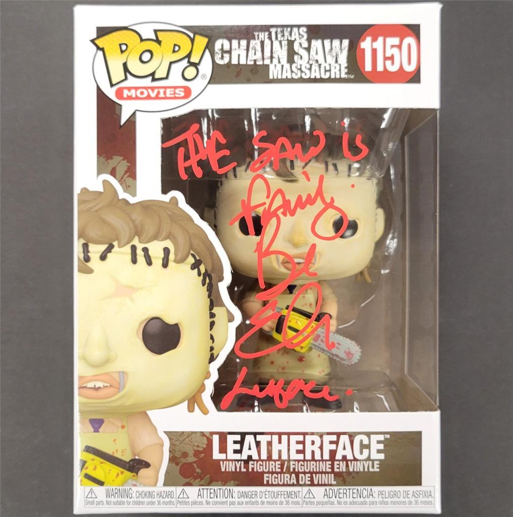 Bob Elmore autograph signed Leatherface Funko Pop Inscription ~ BAS Witness Holo