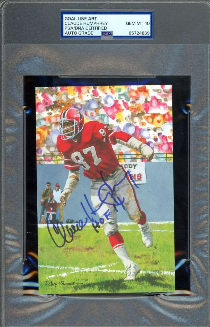 Claude Humphrey Gem Mint 10 PSA DNA Signed Goal Line Art Card GLAC Auto HOF 14