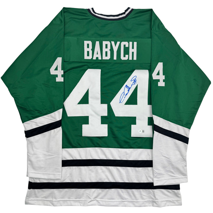 Autographed/Signed Dave Babych Hartford Green Retro Hockey Jersey BAS COA