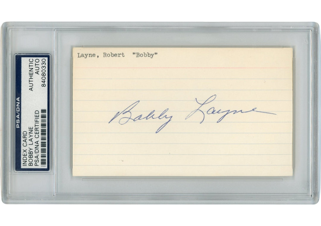 Bobby Layne Autographed/Signed Detroit Lions Index Card Slabbed PSA 54893