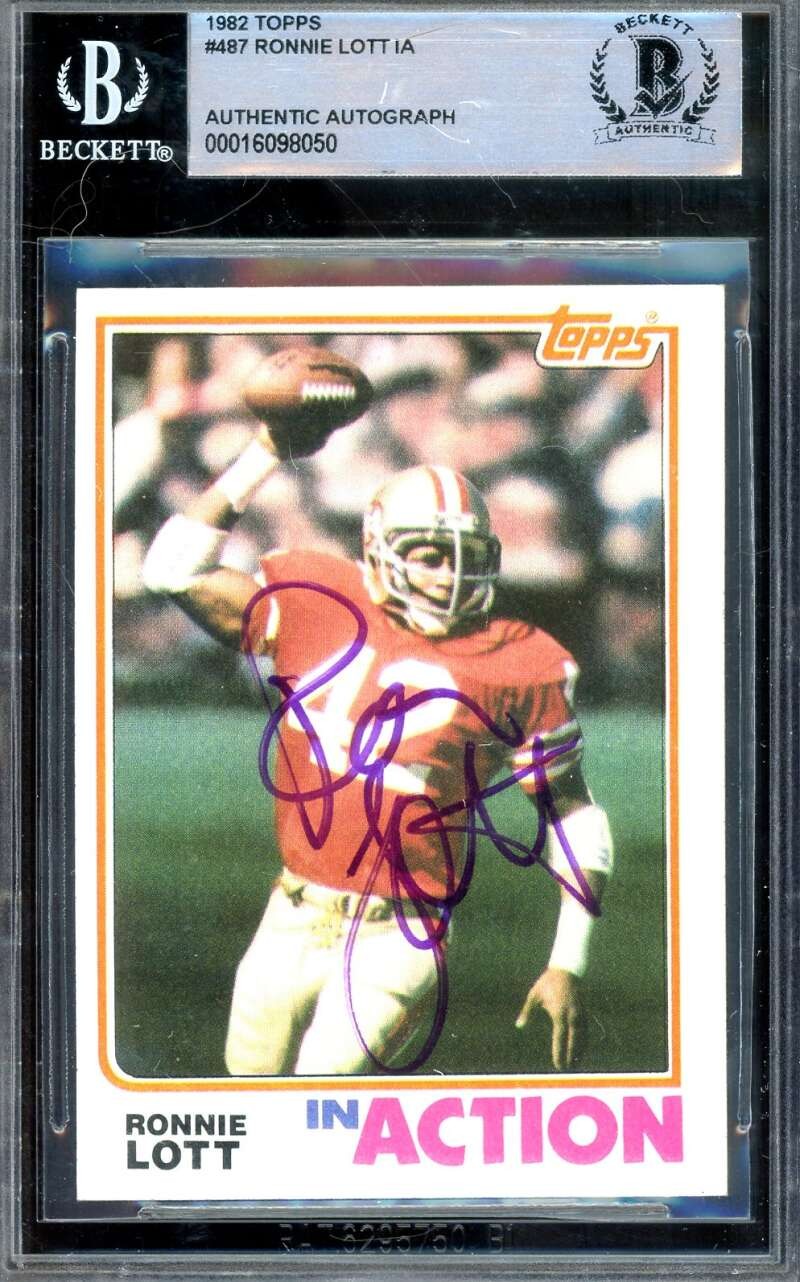Ronnie Lott Beckett BAS Signed 1982 Topps In Action Rookie Autograph