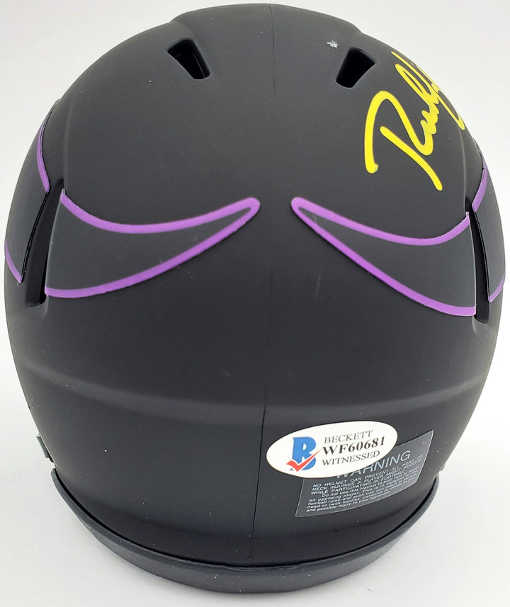 Rich Gannon Signed Minnesota Vikings Eclipse Black Speed Mini Helmet Beckett BAS