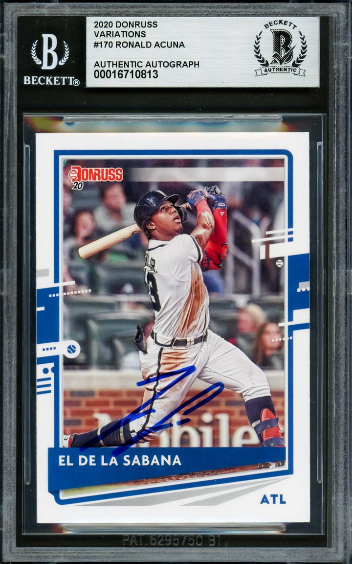 Ronald Acuna Jr. Auto 2020 Donruss Variations Card 170 Braves Beckett #16710813
