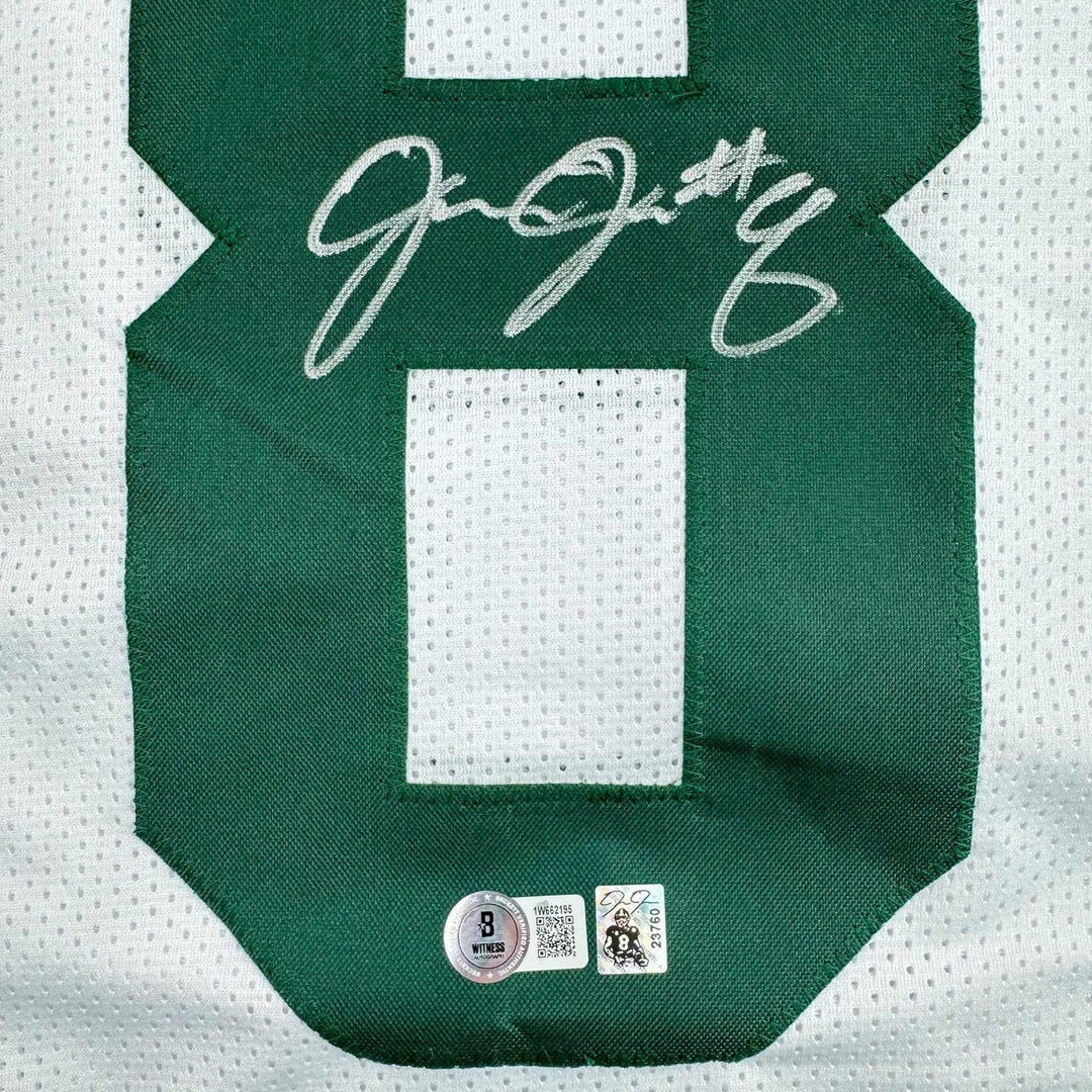 Framed Autographed/Signed Josh Jacobs 35x39 Green Bay White Jersey BAS COA