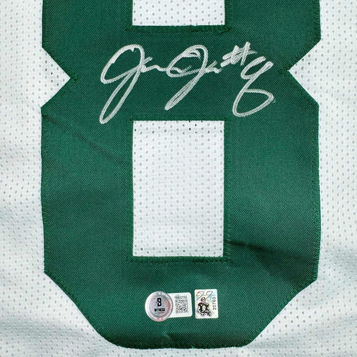 Framed Autographed/Signed Josh Jacobs 35x39 Green Bay White Jersey BAS COA