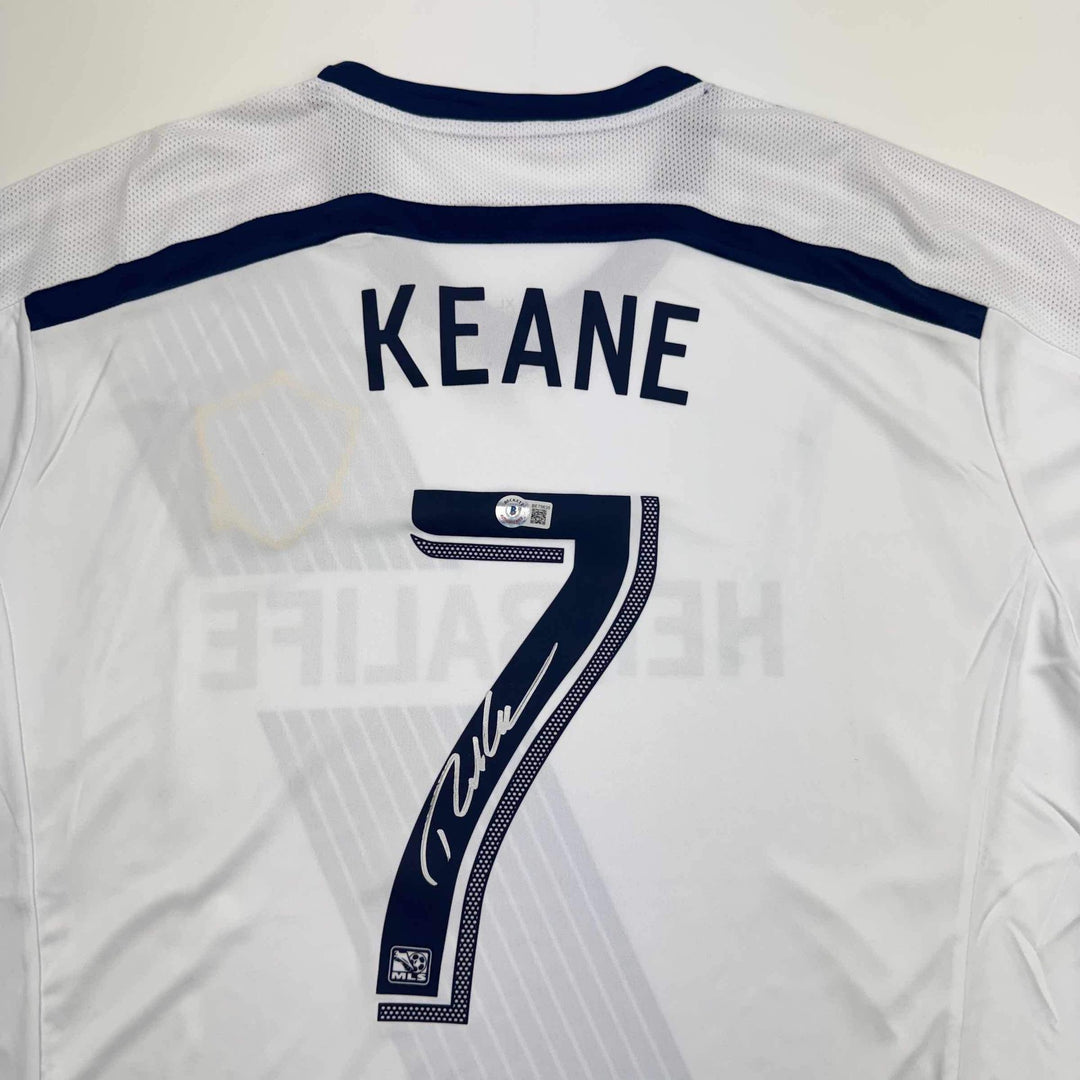 Autographed/Signed Robbie Keane LA Galaxy White Soccer Jersey Beckett BAS COA