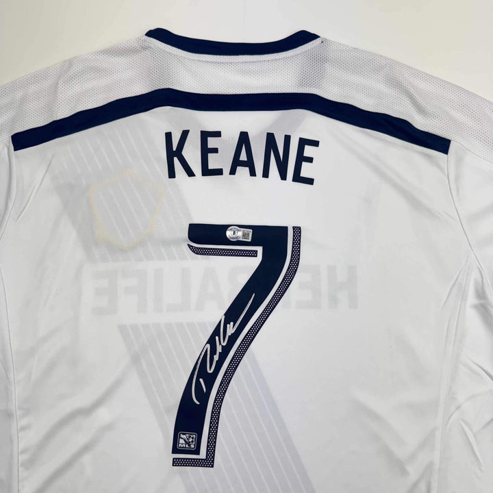 Autographed/Signed Robbie Keane LA Galaxy White Soccer Jersey Beckett BAS COA