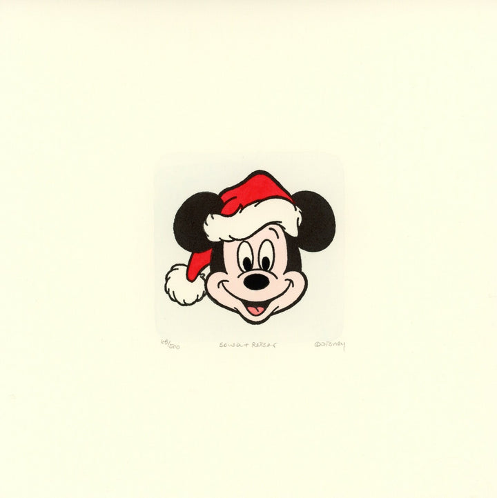 Mickey Mouse Sowa & Reiser #D/500 Hand Painted Cartoon Etching Art Santa Face