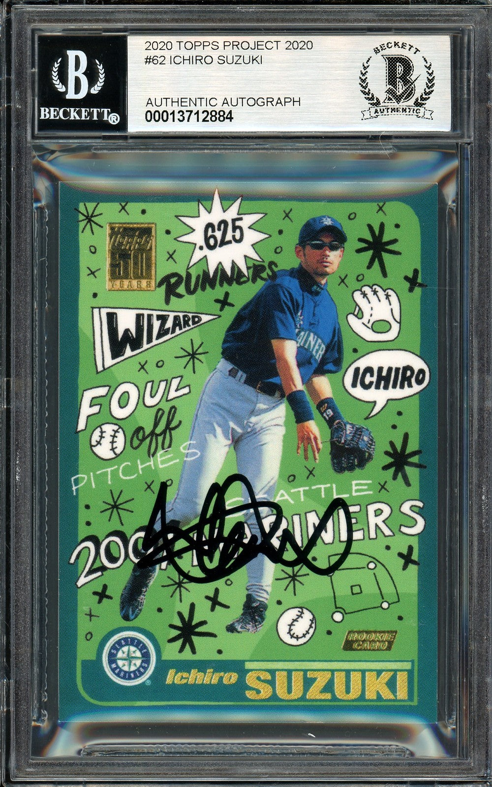 Ichiro Suzuki Auto Topps Project 2020 Sophia Chang Card 62 Sig 10 /10 Beckett