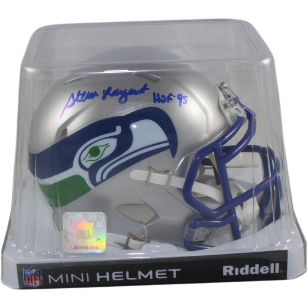Steve Largent Autographed Seattle Seahawks Mini Helmet HOF Beckett Witness 54756