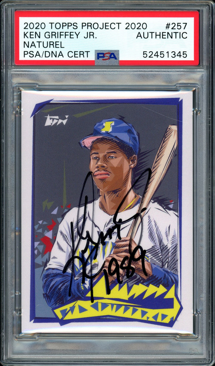 Ken Griffey Jr. Signed Topps Project 2020 Naturel Card 257 1989 #1/1 PSA/DNA