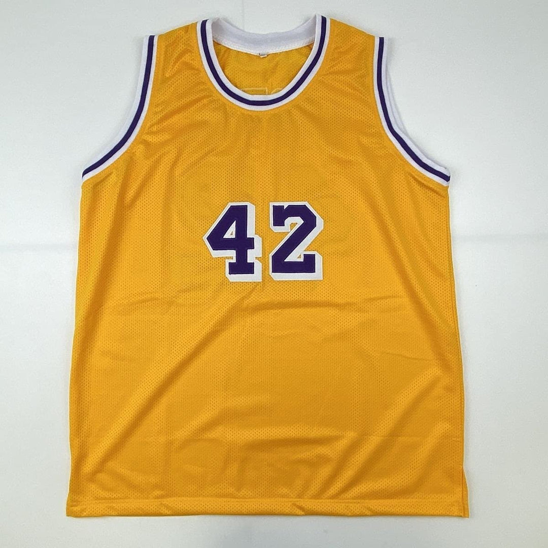 Autographed/Signed James Worthy Los Angeles LA Yellow Jersey Beckett COA