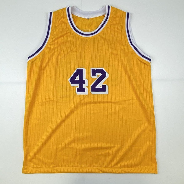 Autographed/Signed James Worthy Los Angeles LA Yellow Jersey Beckett COA