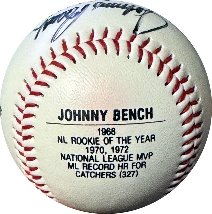 Johnny Bench signed Fotoball USA MLB Baseball /500 imperfect- COA - Reds/HOF