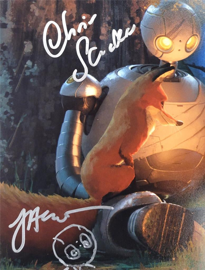 Chris Sanders & Jakob Hjort (sketch) signed Wild Robot 11x17 photo ~ Beckett BAS