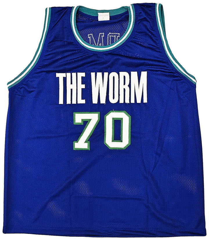 Dallas Mavericks Dennis Rodman Autographed Signed Blue Jersey JSA