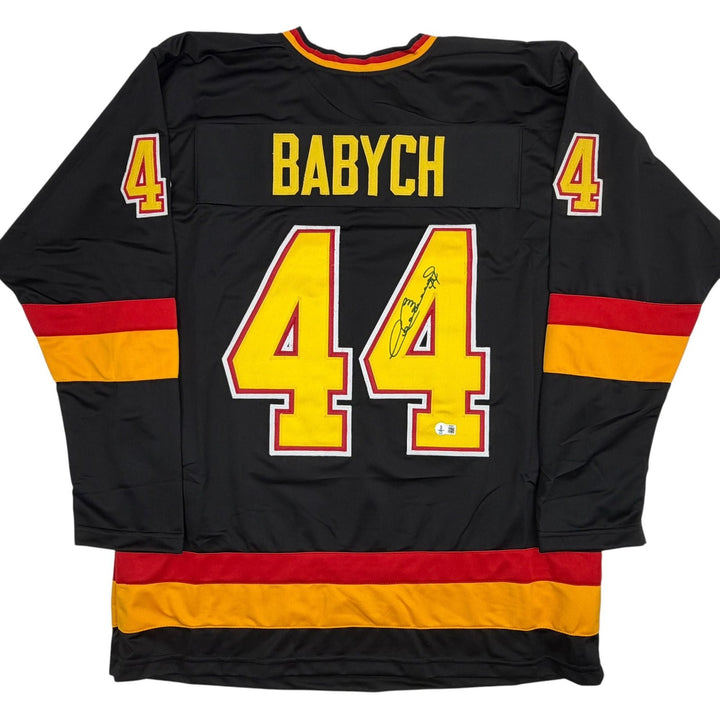 Autographed/Signed Dave Babych Vancouver Black Hockey Jersey Beckett COA