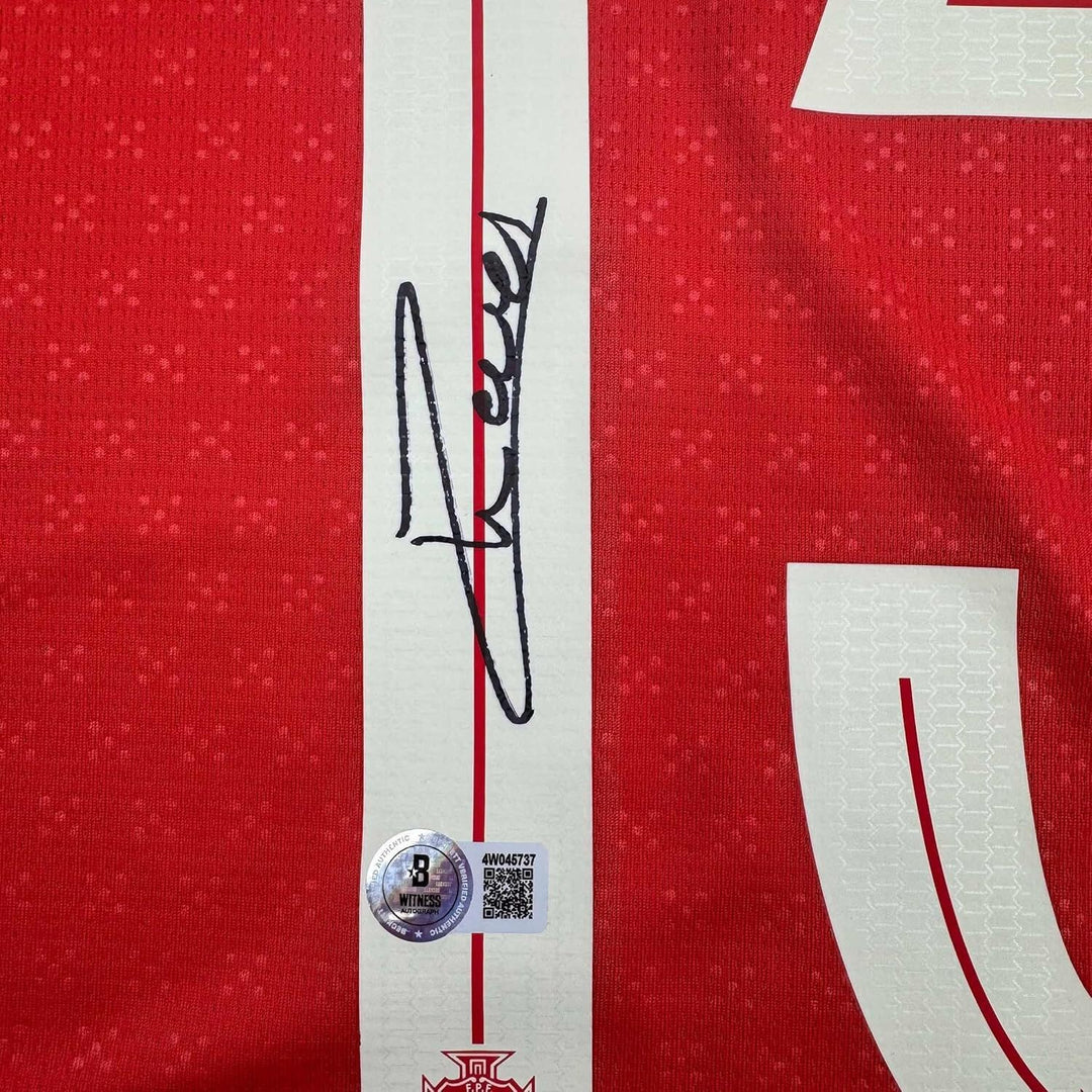 Framed Autographed/Signed Joao Neves 35x39 Portugal Soccer Jersey JSA COA