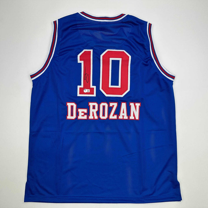 Autographed/Signed DeMar DeRozan Sacramento Blue KC Retro Jersey BAS COA