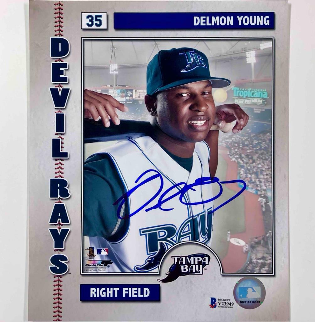 Delmon Young autograph Tampa Bay Devil Ray signed MLB 8x10 photo BAS COA Beckett