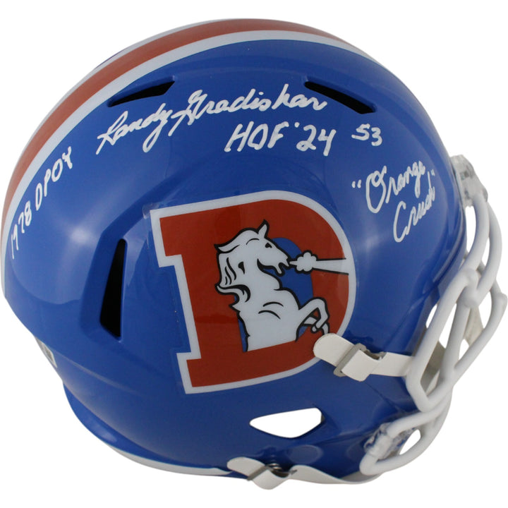 Randy Gradishar Autographed Denver Broncos F/S TB Helmet 2 Insc. Beckett 49151