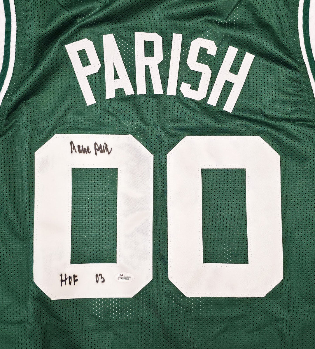 Boston Celtics Robert Parish Signed Green Jersey "HOF 03" JSA