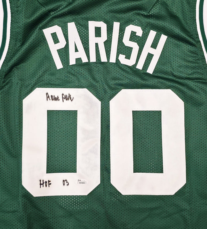 Boston Celtics Robert Parish Signed Green Jersey "HOF 03" JSA