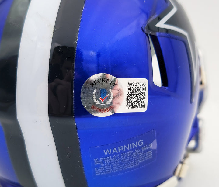 Herschel Walker Signed Dallas Cowboys Flash Blue Speed Mini Helmet Beckett