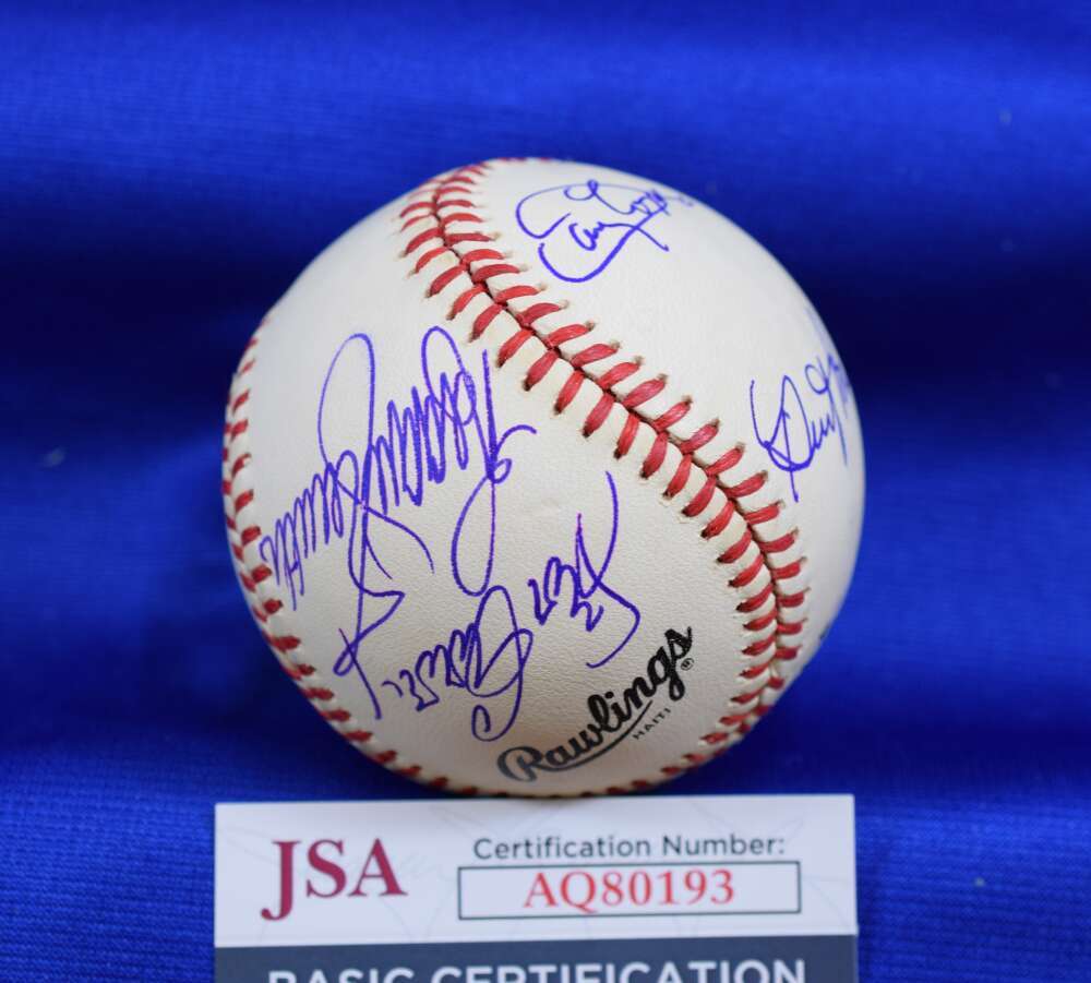 Garvey Baker Cey Smith Lopes Russell Yeager JSA Signed NL Baseball Dodgers 2