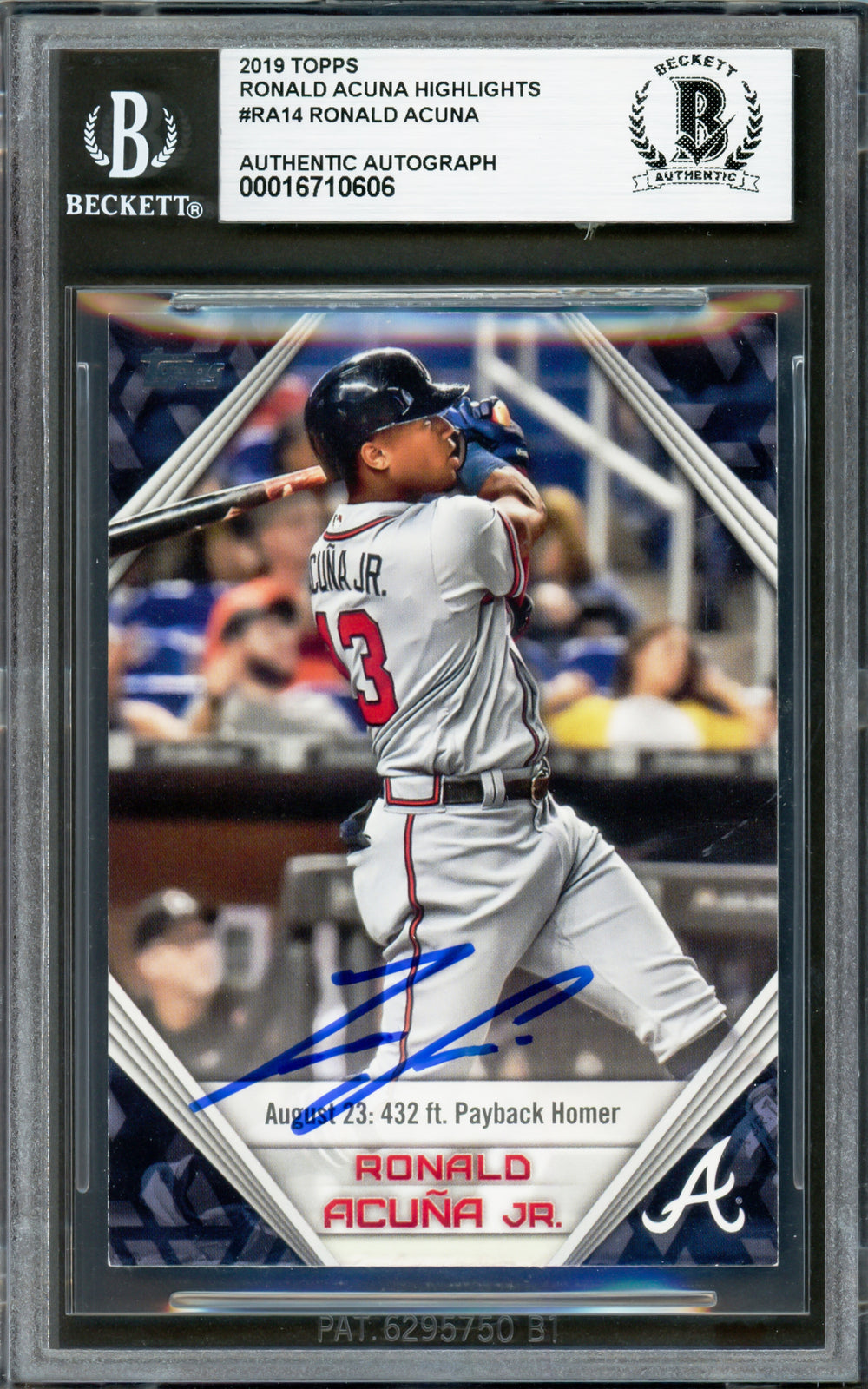 Ronald Acuna Jr. Signed 2019 Topps Player Highlights Card RA-14 Braves Beckett