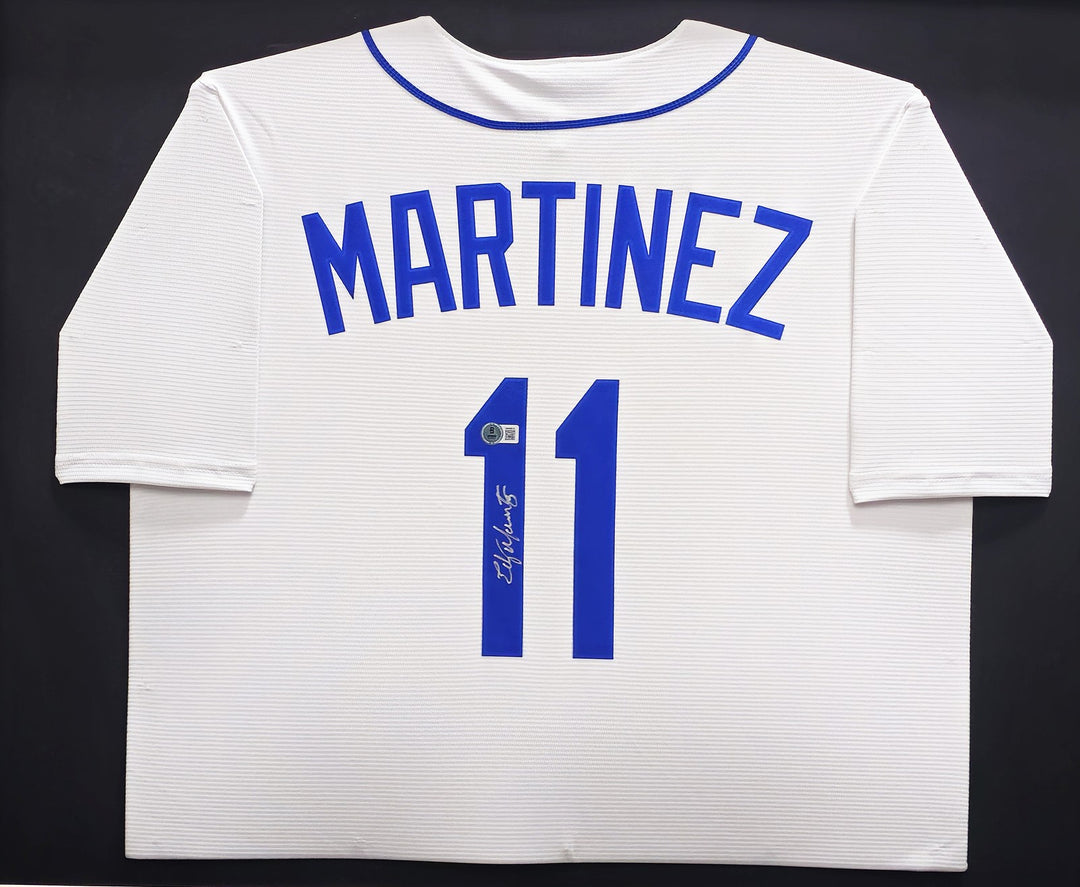 Mariners Edgar Martinez Signed Framed White Nike Cooperstown Jersey BAS Witness