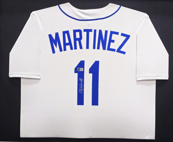 Mariners Edgar Martinez Signed Framed White Nike Cooperstown Jersey BAS Witness