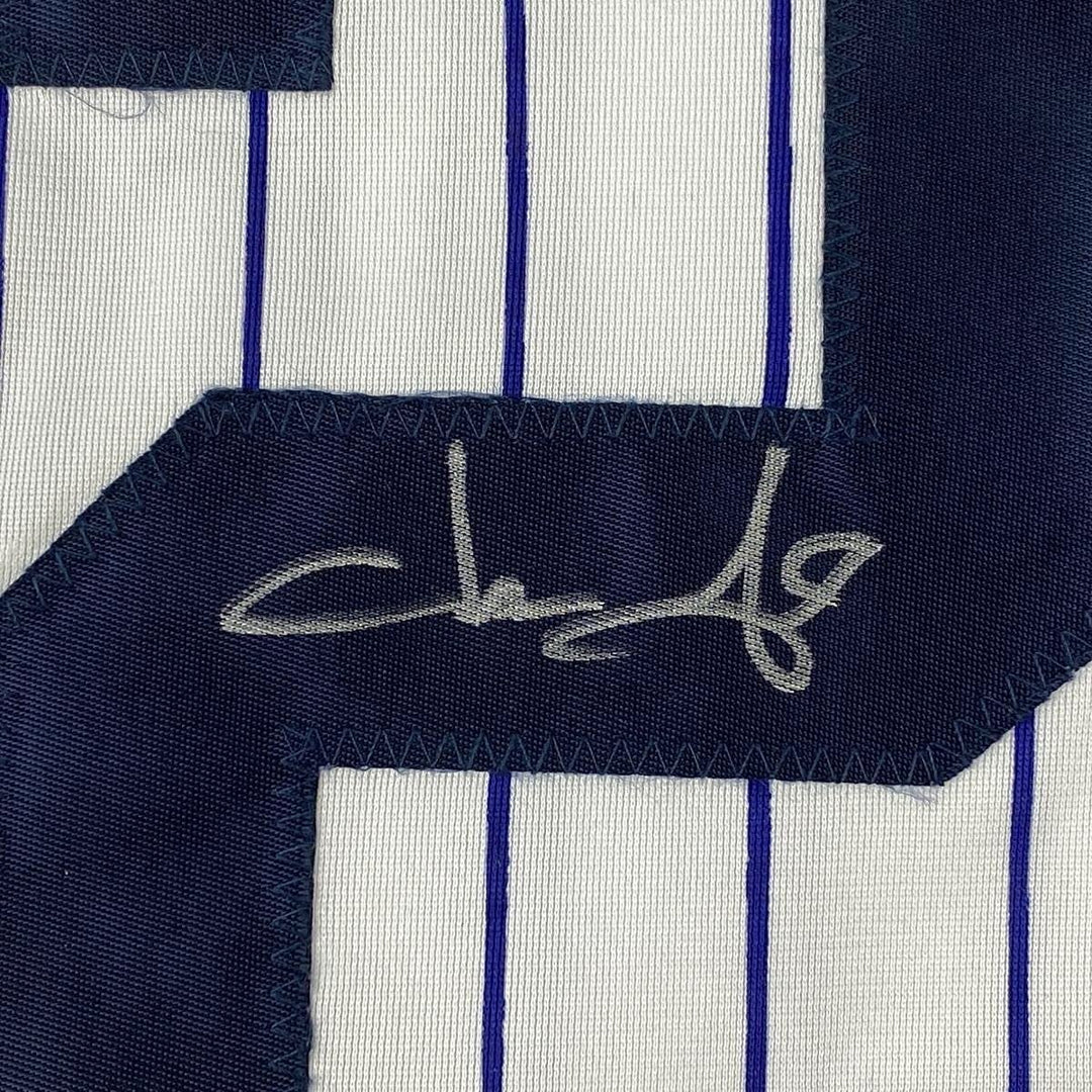 FRAMED Autographed/Signed JASON GIAMBI 35x39 Pinstripe Jersey PSA COA