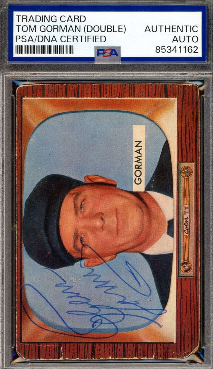 Tom Gorman PSA DNA Signed Twice 1955 Bowman Autograph