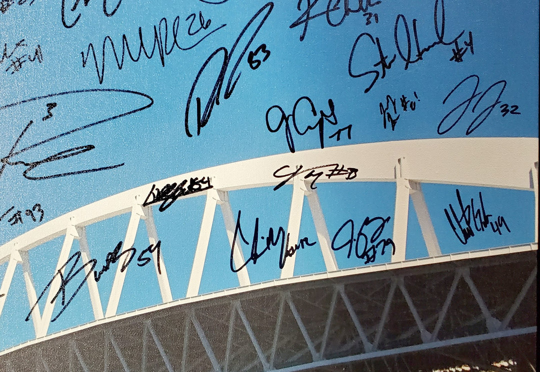 Seahawks SB XLVIII Champ Signed 20x30 Canvas Photo With 42 Sigs #/112 MCS Holo