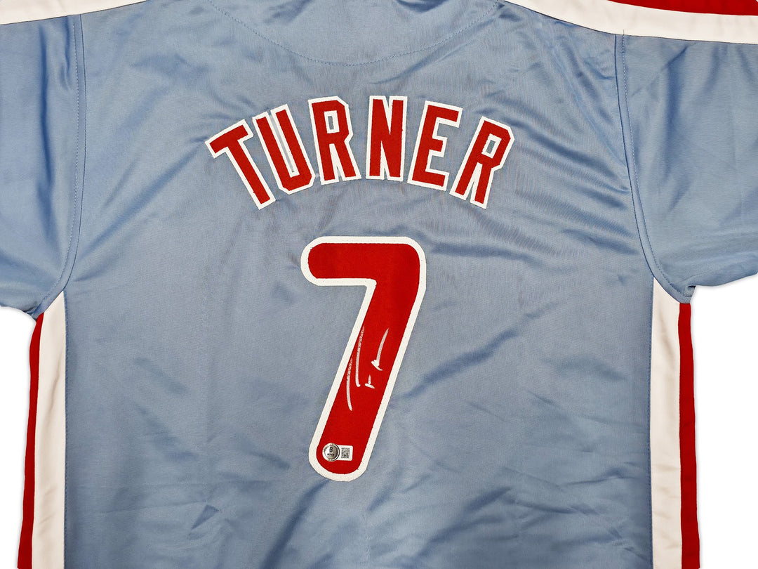 Philadelphia Phillies Trea Turner Signed Blue Jersey Beckett Witness