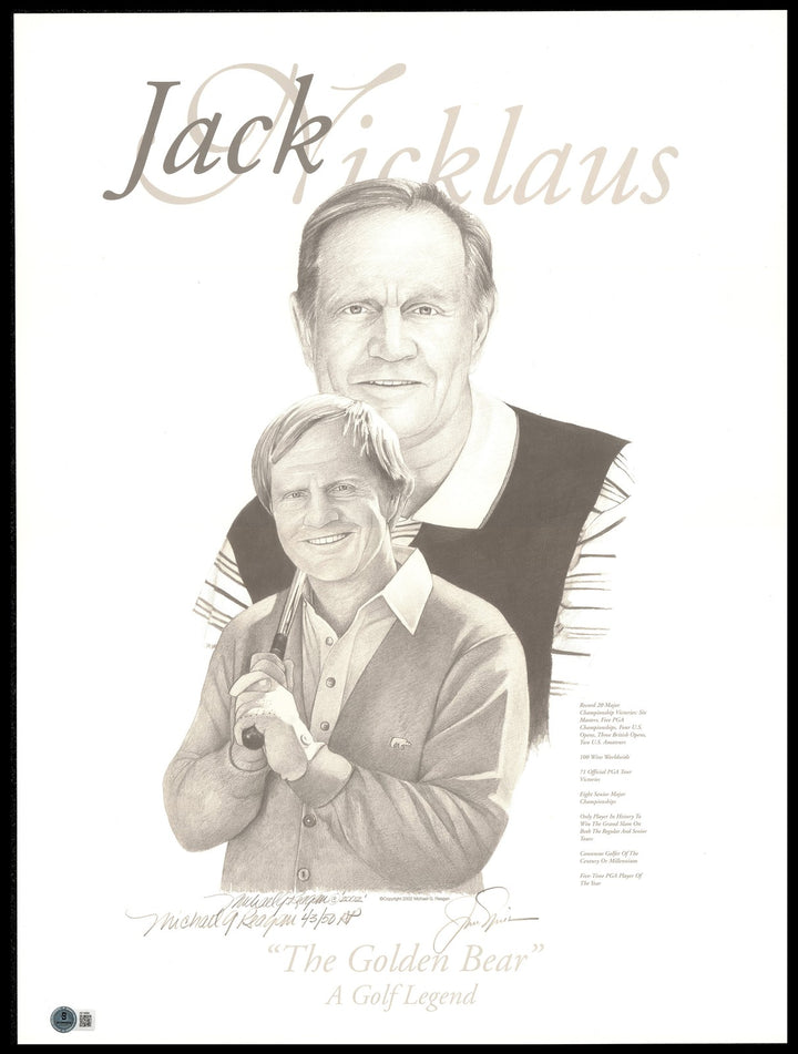 Jack Nicklaus Signed 18x24 Lithograph Photo Artist Proof #43/50 Beckett #AE16680