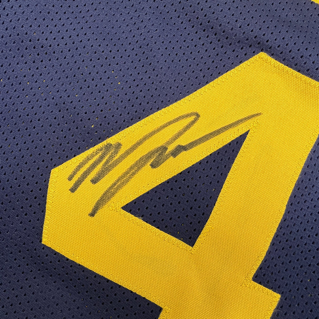 Autographed/Signed Moses Moody Golden State Navy Blue Jersey Beckett BAS COA