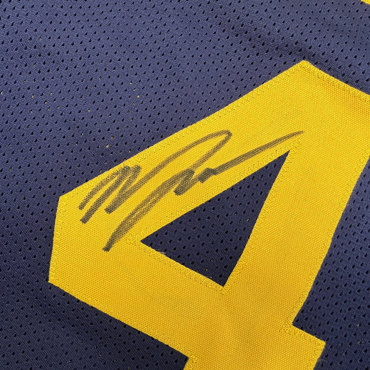 Autographed/Signed Moses Moody Golden State Navy Blue Jersey Beckett BAS COA