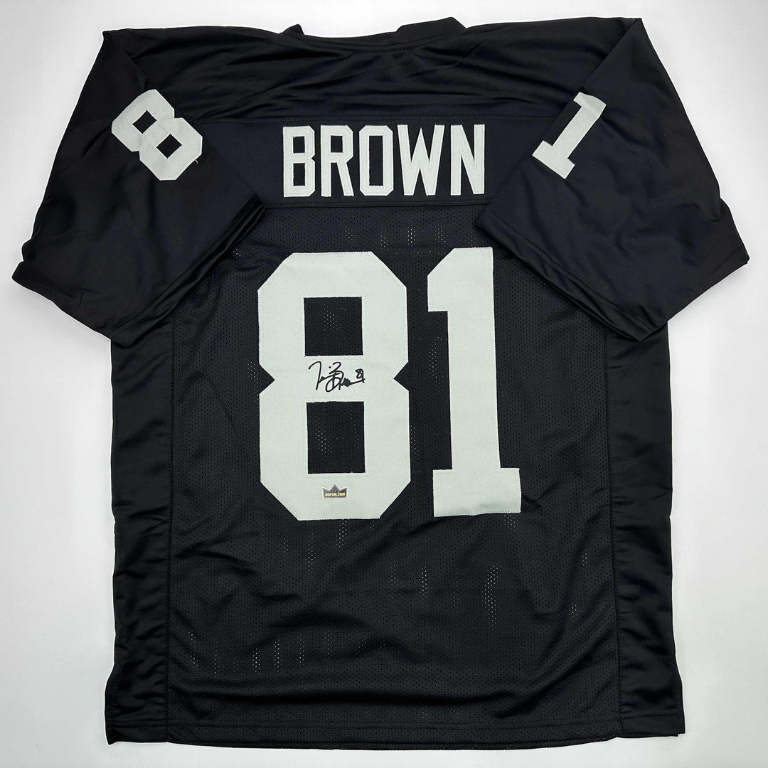 Facsimile Autographed Tim Brown Oakland Las Vegas Black Reprint Jersey Men's XL