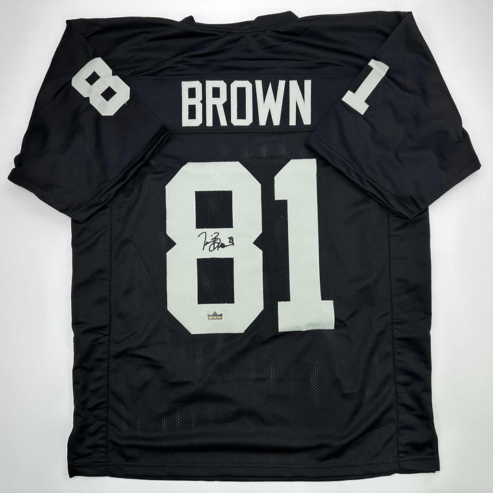 Facsimile Autographed Tim Brown Oakland Las Vegas Black Reprint Jersey Men's XL